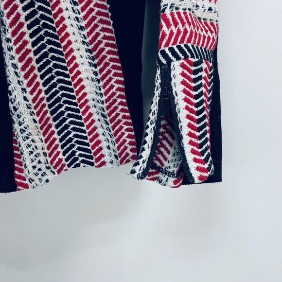 Chico’s Sweater Moto Jacket Size 1 Women’s Red White Black Pullover New - Picture 12 of 16
